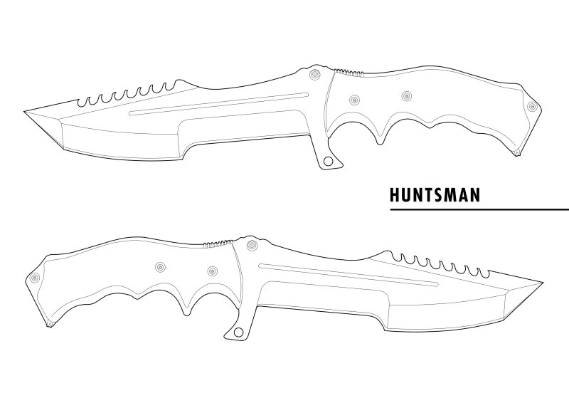 Нож Хантсман CS go чертёж