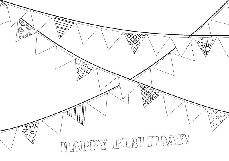 Флажки гирлянда раскраска