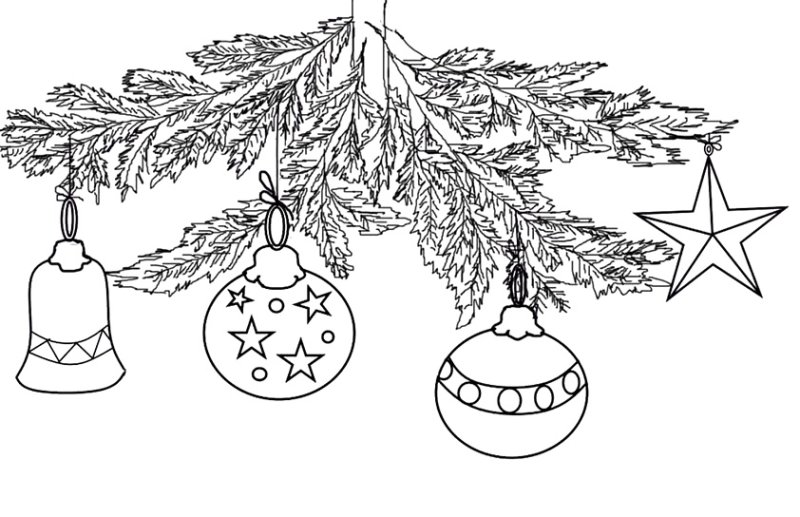 Новогодние украшения раскраска
