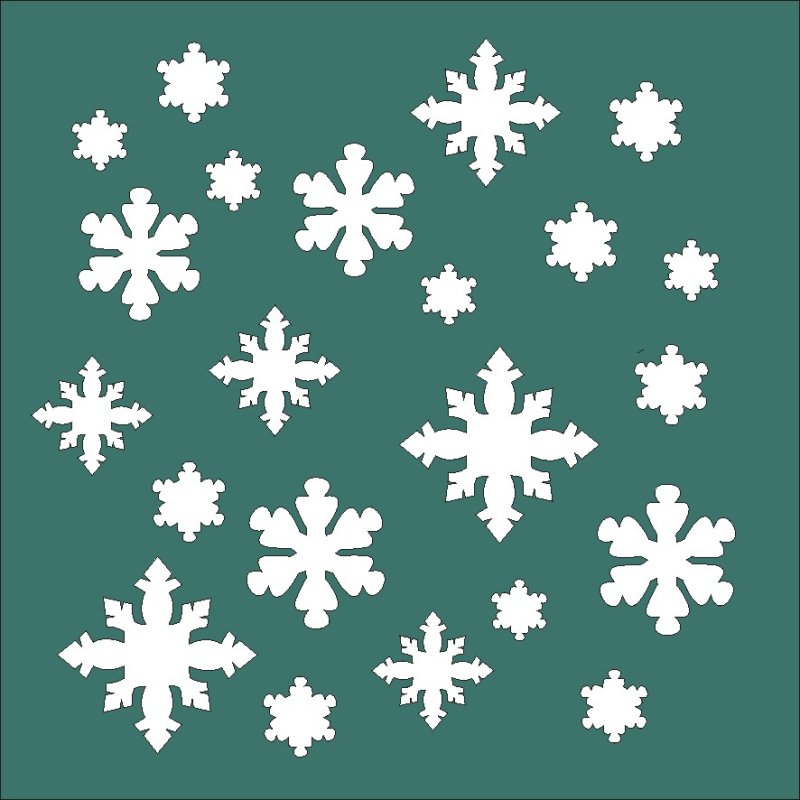 Снежинки много на одном листе