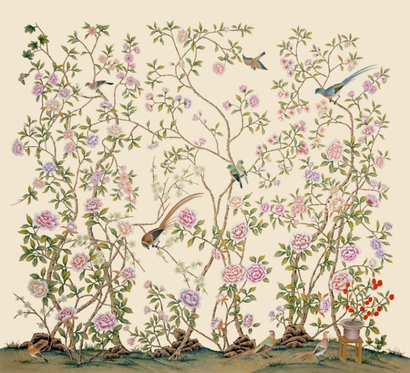 Шинуазри птицы цветы