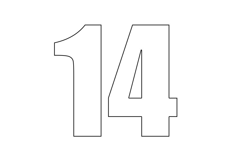 Цифра 14 трафарет для торта