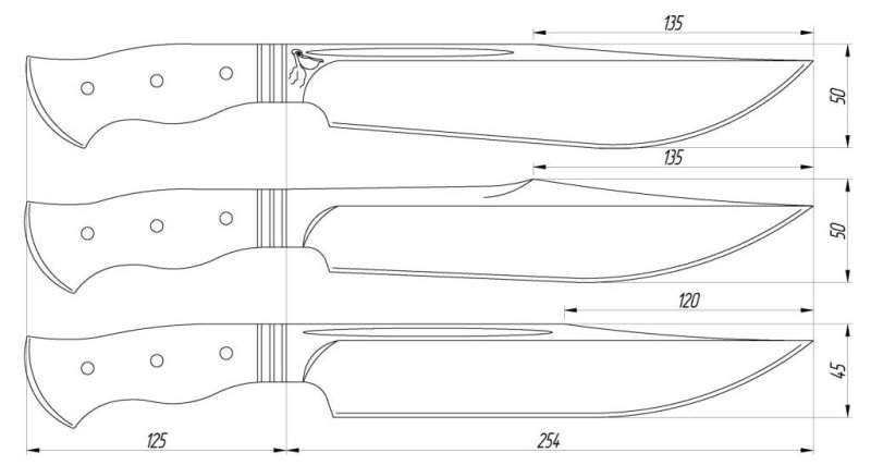 Bowie Knife нож чертеж