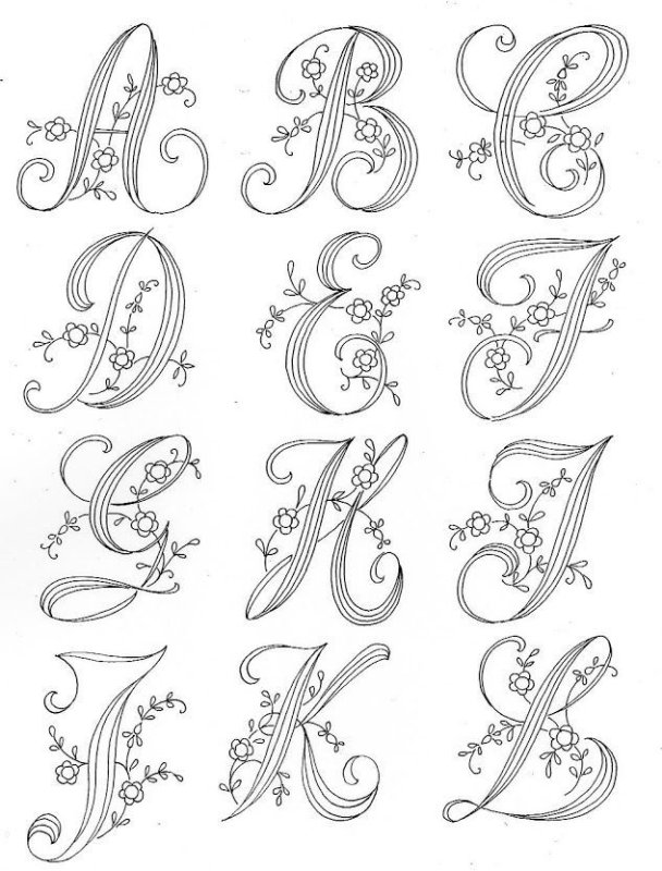 Трафарет букв для вышивки