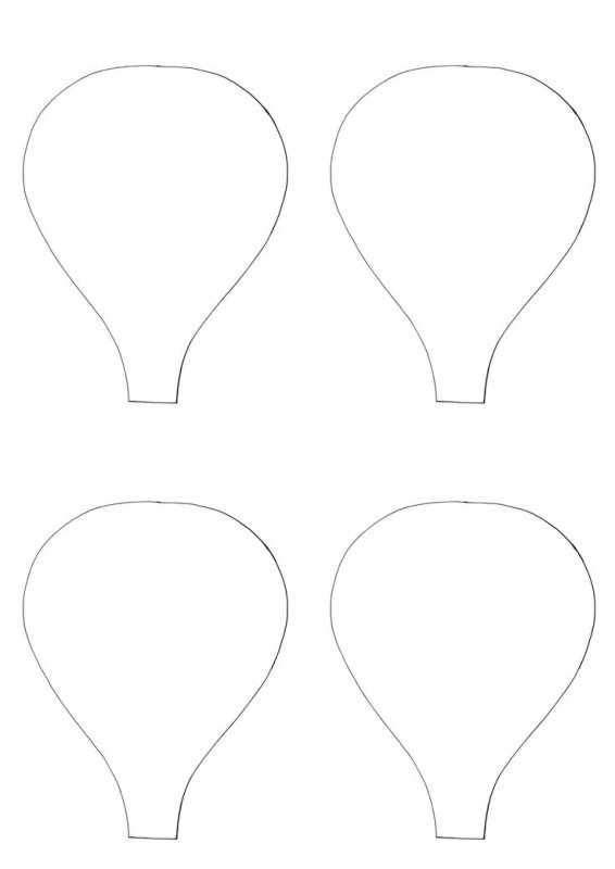 Воздушный шар с корзиной трафарет