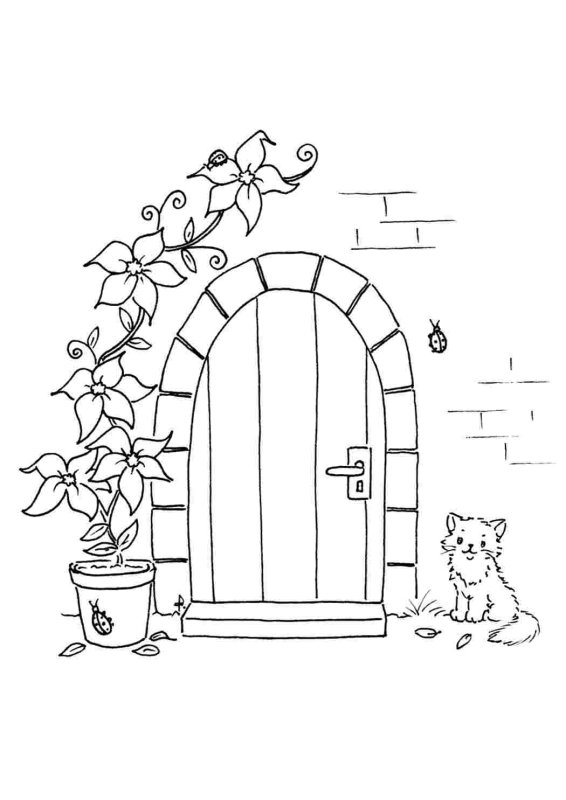 Дверь раскраска для детей