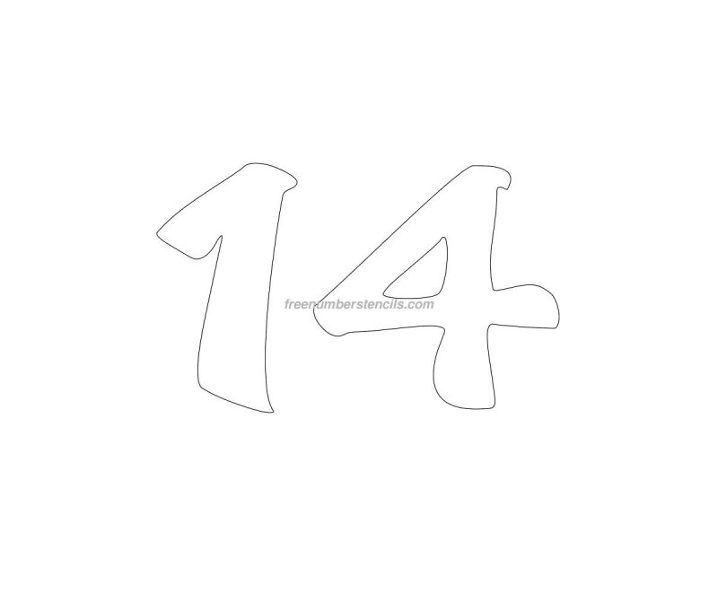 Трафарет цифр 14 для вырезания