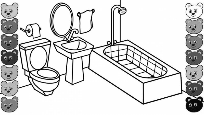 Раскраска ванная комната