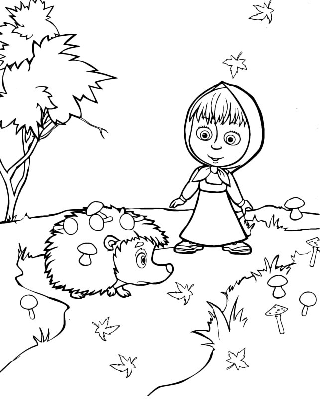 Раскраска. Маша и медведь