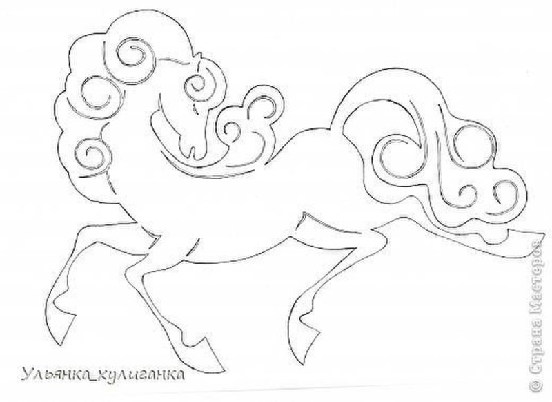 Новогодние трафареты на окна лошадь