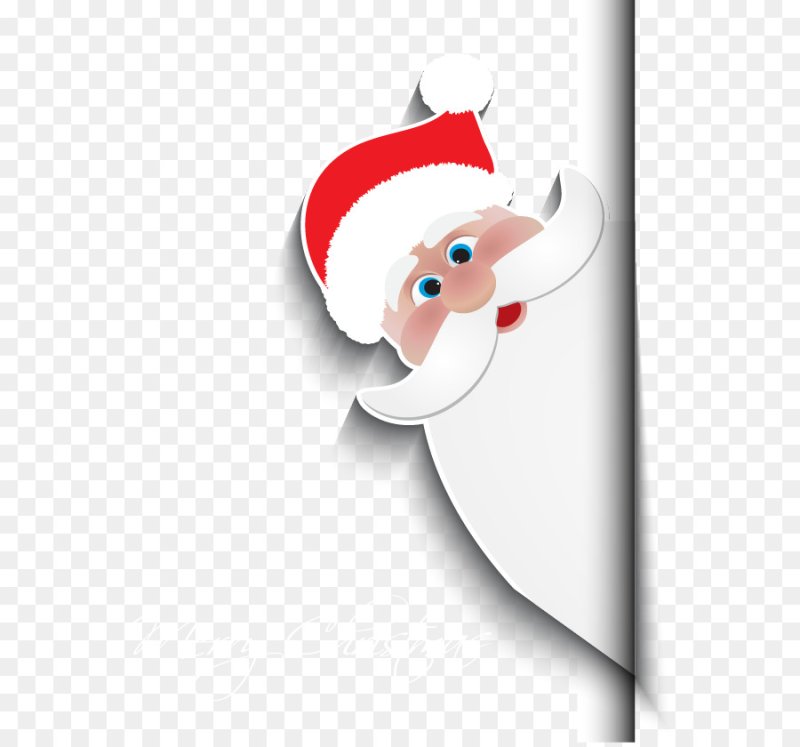 Векторный дед Мороз выглядывает