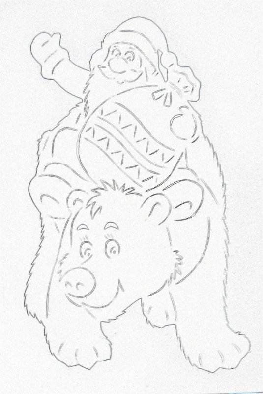 Вырезалки на окна новогодние Медвежонок