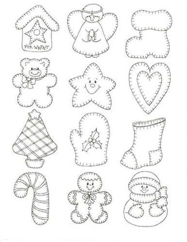 Трафареты новогодних игрушек из фетра
