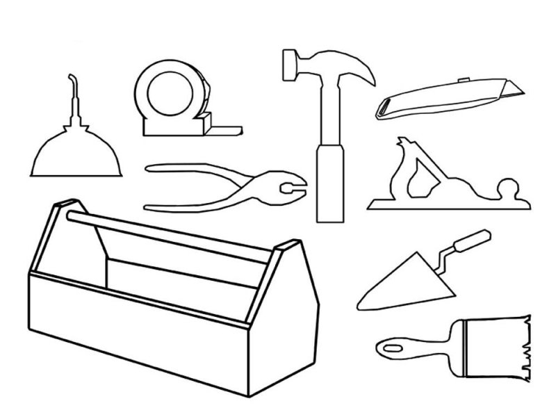 Строительные инструменты раскраска для детей
