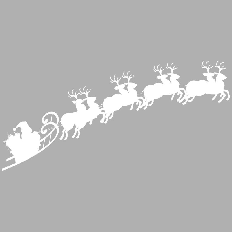 Оленья упряжка трафарет на окно