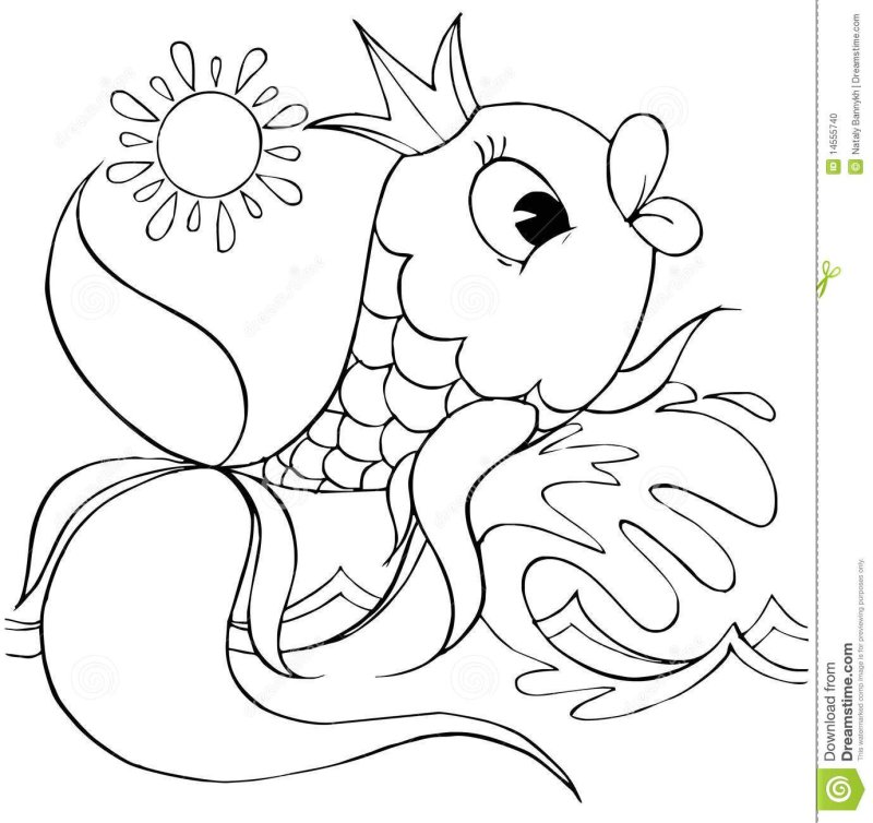 Сказка о золотой рыбке раскраска для малышей