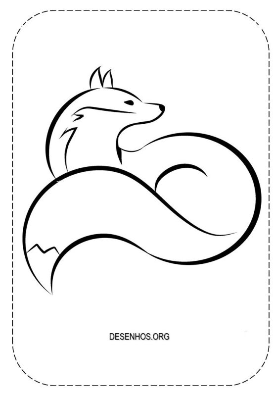 Лиса контурный рисунок