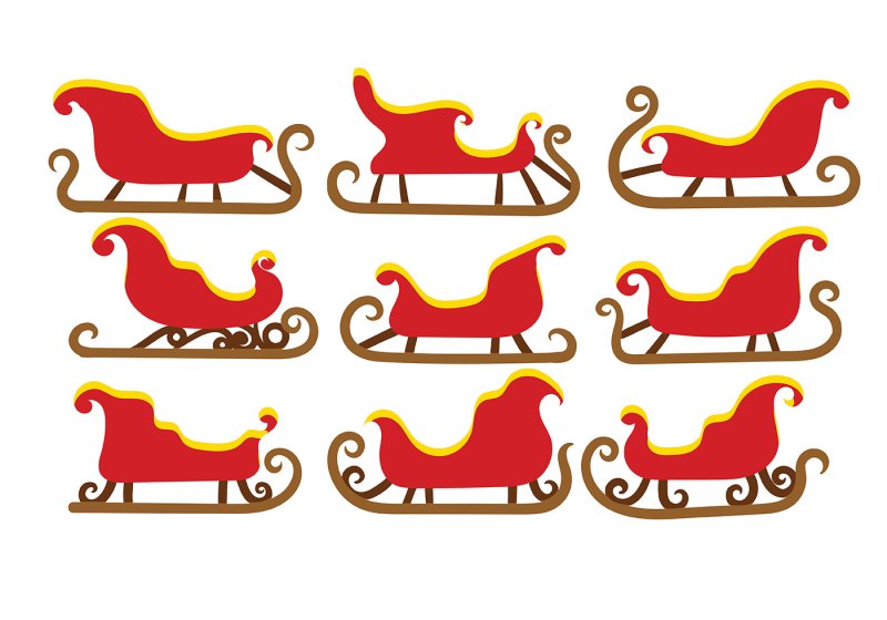 Новогодние сани с оленями