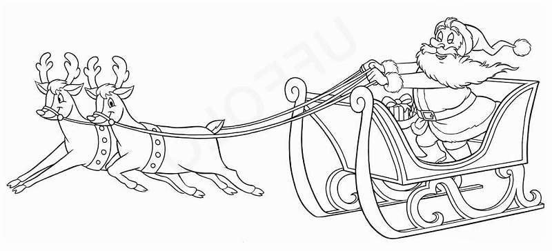 Санта Клаус на санях раскраска