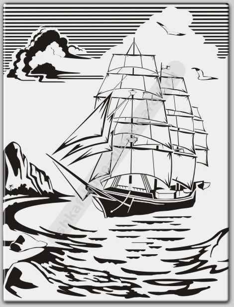 Выжигание по дереву "корабль"