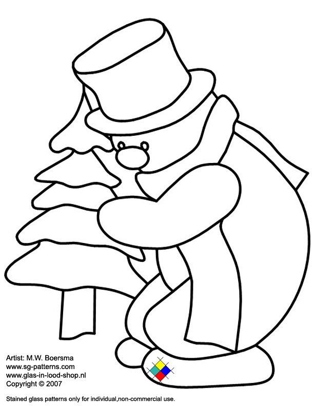 Новогодние рисунки для витражных красок