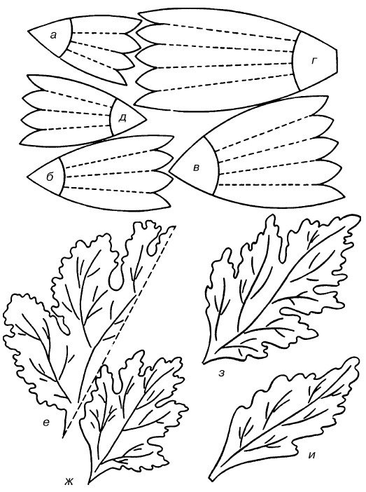 Трафарет листьев цветов