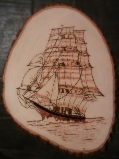 Парусник для выжигания по дереву