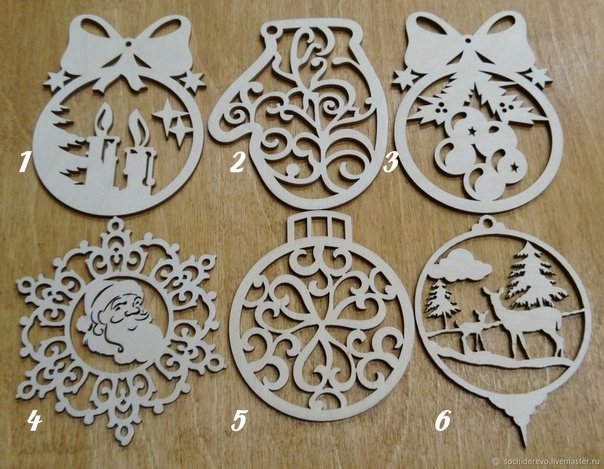 Деревянные новогодние украшения
