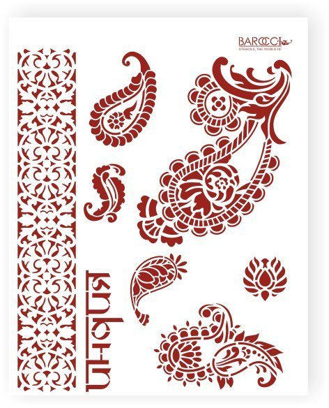 Индийский орнамент трафарет