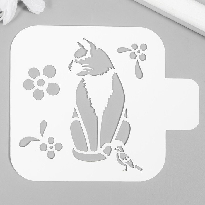 Кошка трафарет мозайка