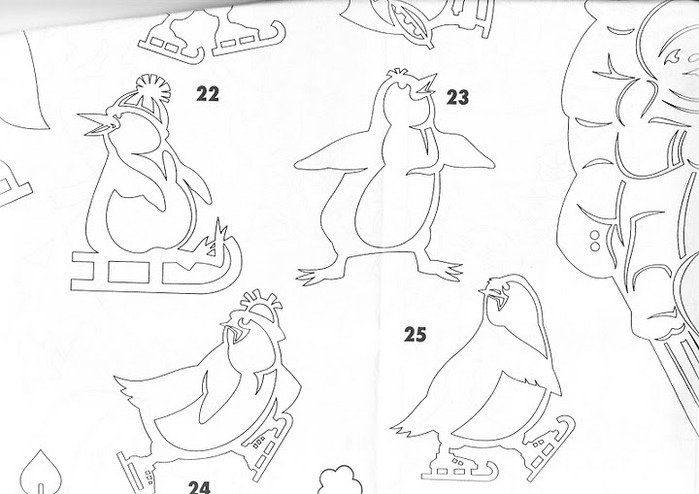 Трафареты на окна новогодние пингвины