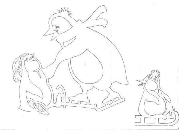 Пингвины для вырезания на окна