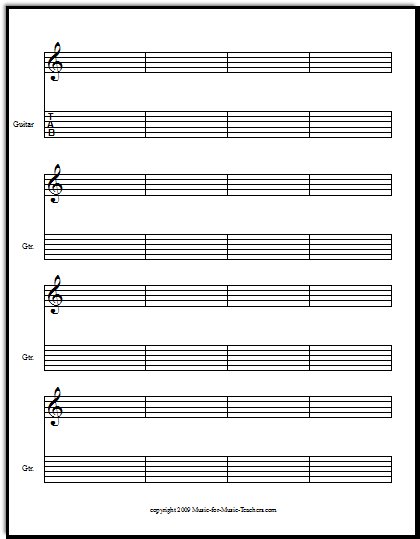 Нотная тетрадь с табулатурой для гитары