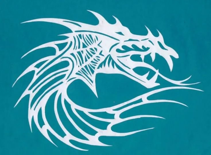 Трафарет дракона на окно