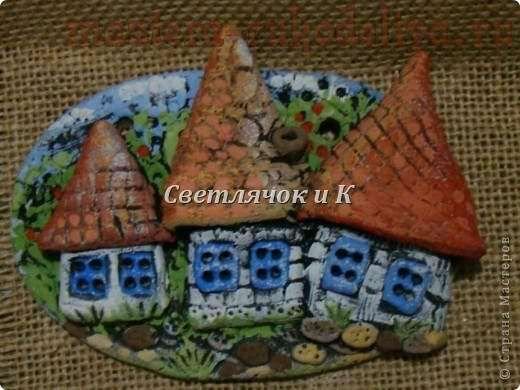 Плоские домики из соленого теста