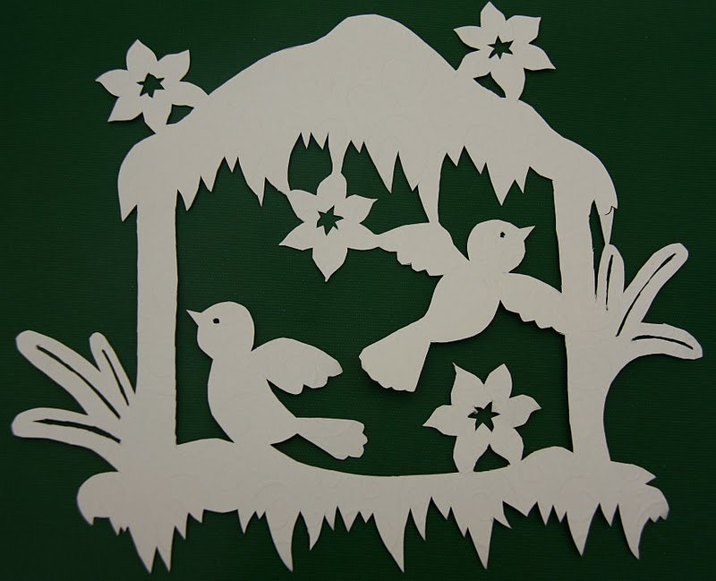 Вытынанки на окна птицы