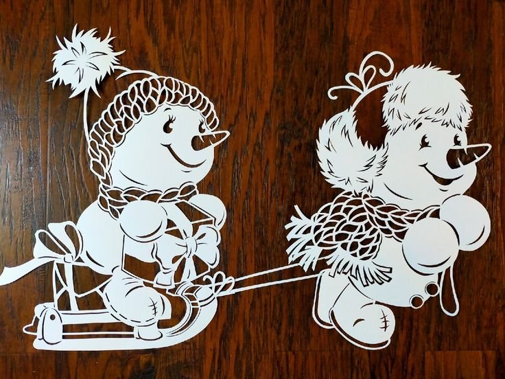 Вытыканка снеговика на окно