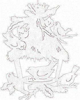 Вытынанки кормушка с птицами