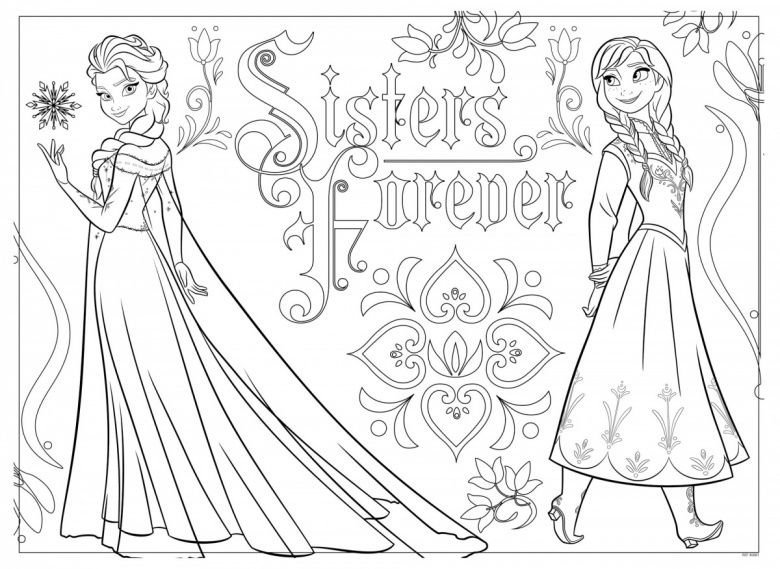 Раскраска для девочек принцессы Эльза