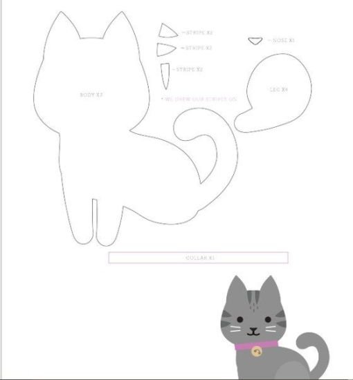 Кот из фетра выкройка