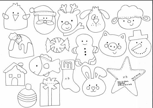 Выкройки новогодних игрушек из фетра на елку