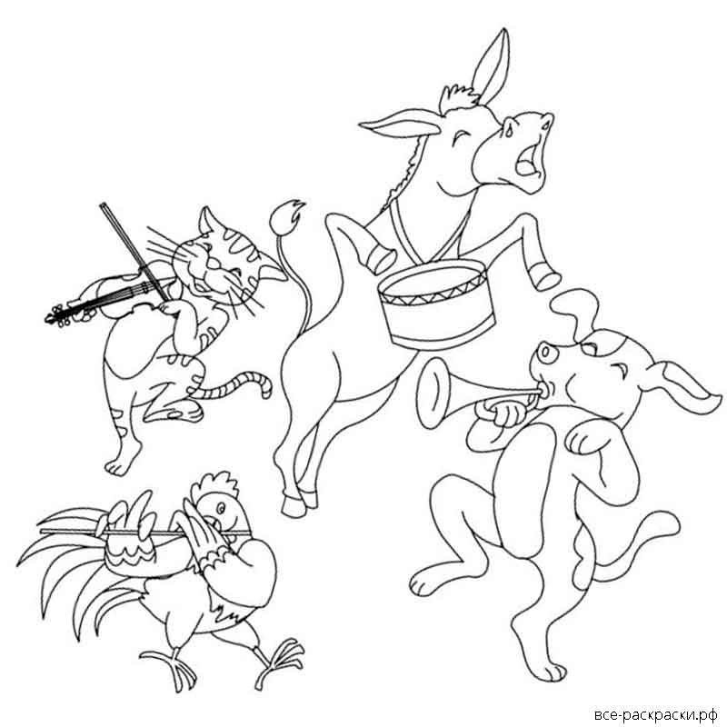 Братья Гримм Бременские музыканты рисунок