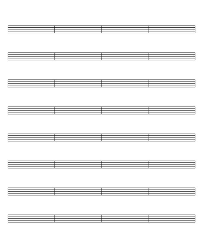 Нотный лист для бас гитары