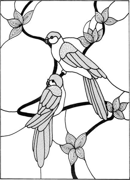 Трафарет для витража птицы