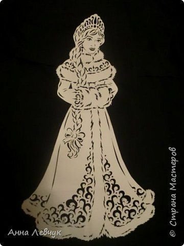 Снегурочка вытынанка на окно