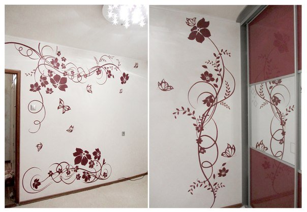 Цветочный узор на стену