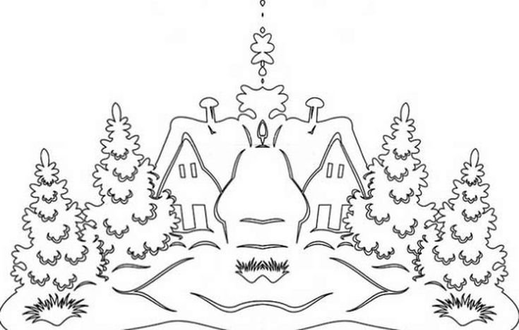 Трафареты на окна домики