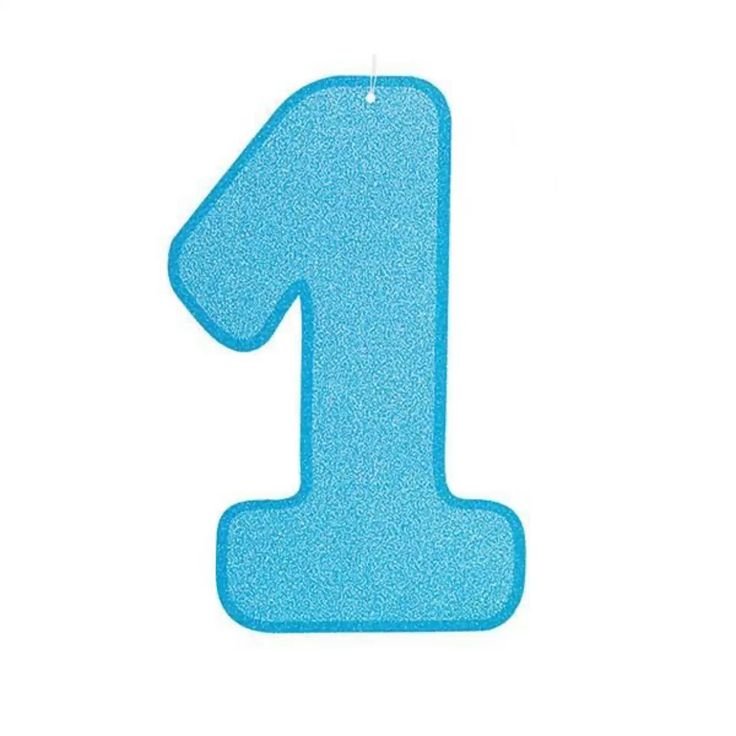 Цифра один голубая