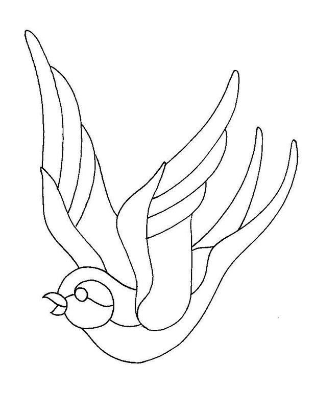 Витраж птицы с контуром