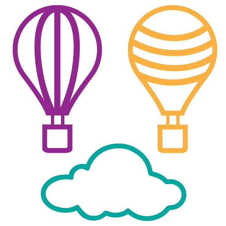 Воздушный шар с корзиной трафарет